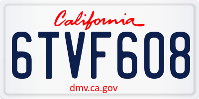 CA license plate 6TVF608