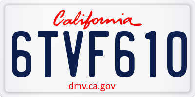 CA license plate 6TVF610