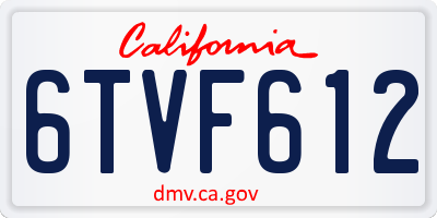 CA license plate 6TVF612