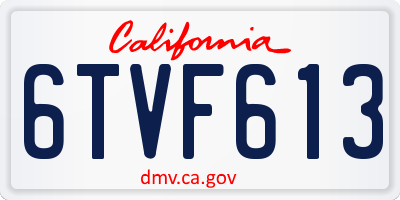 CA license plate 6TVF613