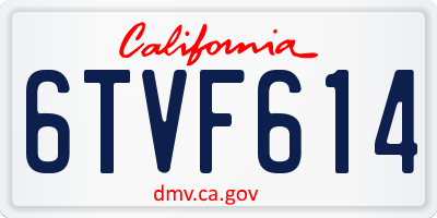 CA license plate 6TVF614