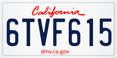 CA license plate 6TVF615