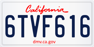 CA license plate 6TVF616