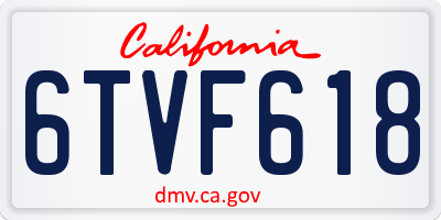 CA license plate 6TVF618