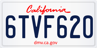 CA license plate 6TVF620