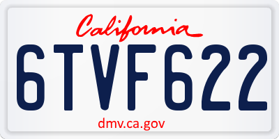 CA license plate 6TVF622