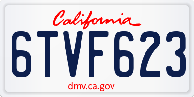 CA license plate 6TVF623