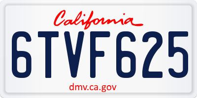 CA license plate 6TVF625