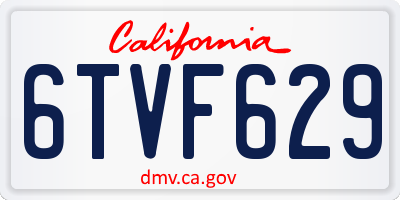 CA license plate 6TVF629