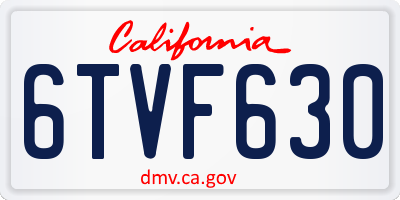 CA license plate 6TVF630