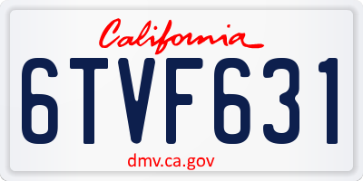 CA license plate 6TVF631