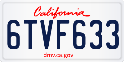 CA license plate 6TVF633