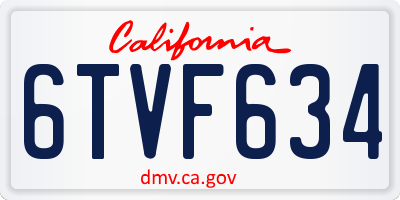 CA license plate 6TVF634