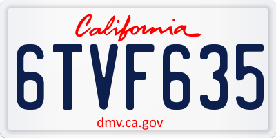 CA license plate 6TVF635