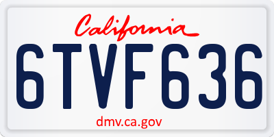 CA license plate 6TVF636