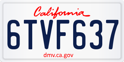 CA license plate 6TVF637