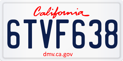 CA license plate 6TVF638