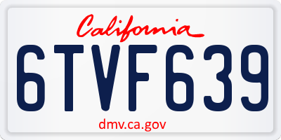 CA license plate 6TVF639