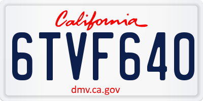 CA license plate 6TVF640