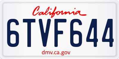 CA license plate 6TVF644