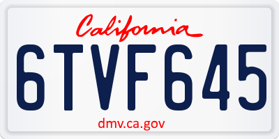 CA license plate 6TVF645