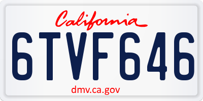 CA license plate 6TVF646