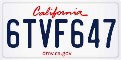 CA license plate 6TVF647