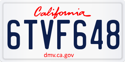 CA license plate 6TVF648