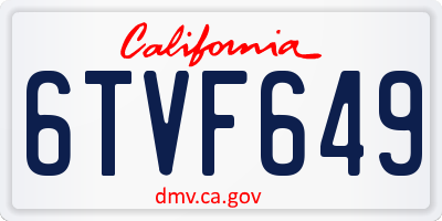 CA license plate 6TVF649