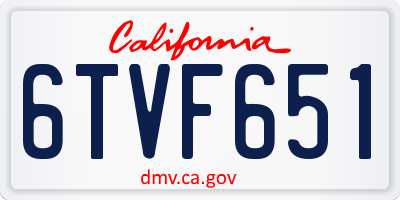 CA license plate 6TVF651