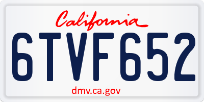 CA license plate 6TVF652