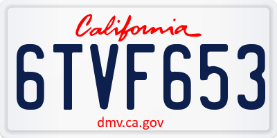 CA license plate 6TVF653