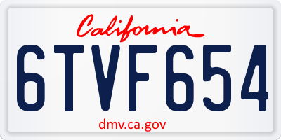 CA license plate 6TVF654