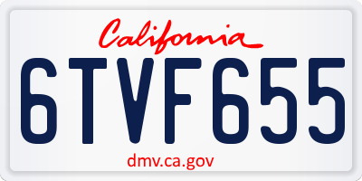 CA license plate 6TVF655