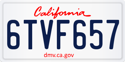 CA license plate 6TVF657