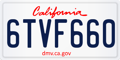 CA license plate 6TVF660