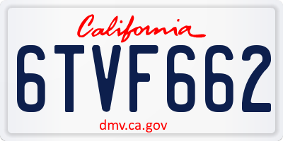 CA license plate 6TVF662