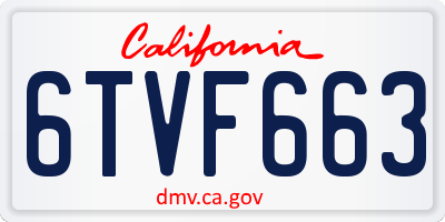 CA license plate 6TVF663