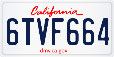 CA license plate 6TVF664