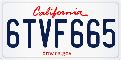 CA license plate 6TVF665