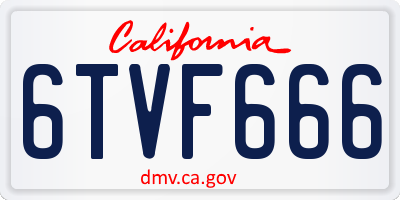 CA license plate 6TVF666