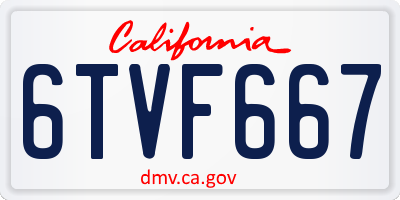 CA license plate 6TVF667