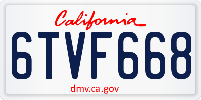 CA license plate 6TVF668