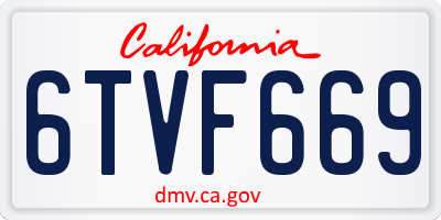 CA license plate 6TVF669