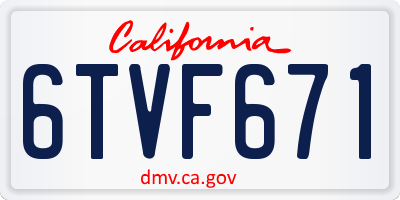 CA license plate 6TVF671