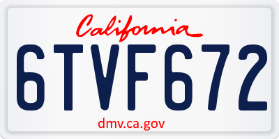 CA license plate 6TVF672