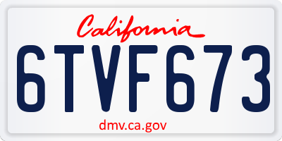 CA license plate 6TVF673