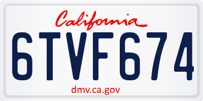 CA license plate 6TVF674