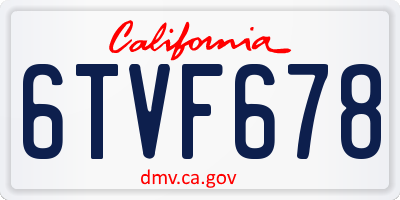 CA license plate 6TVF678