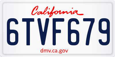 CA license plate 6TVF679